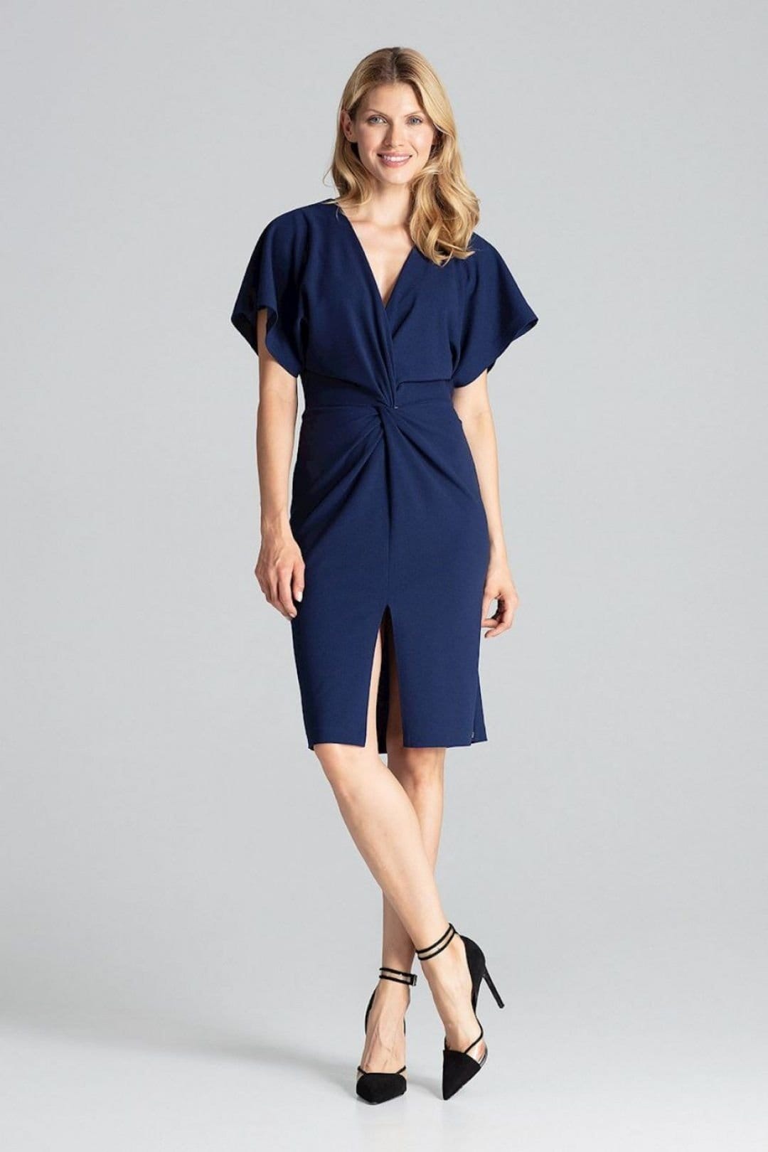 Love Lace Love Lace Women's Elegant Midi Dress with Kimono Sleeves in Blue - 4