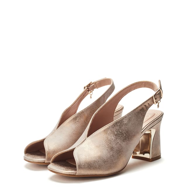Moda In Pelle Moda In Pelle Women's 'Love' Metallic Heeled Sandals in Taupe - 3
