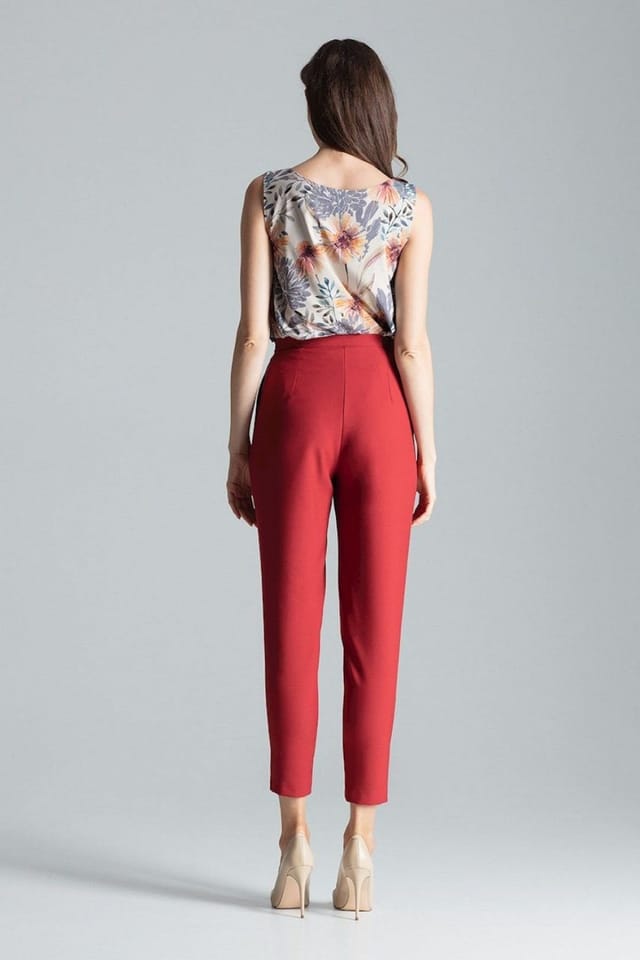 Love Lace Love Lace Women's Classic Pleated Trousers with Side Zip in Red - 3