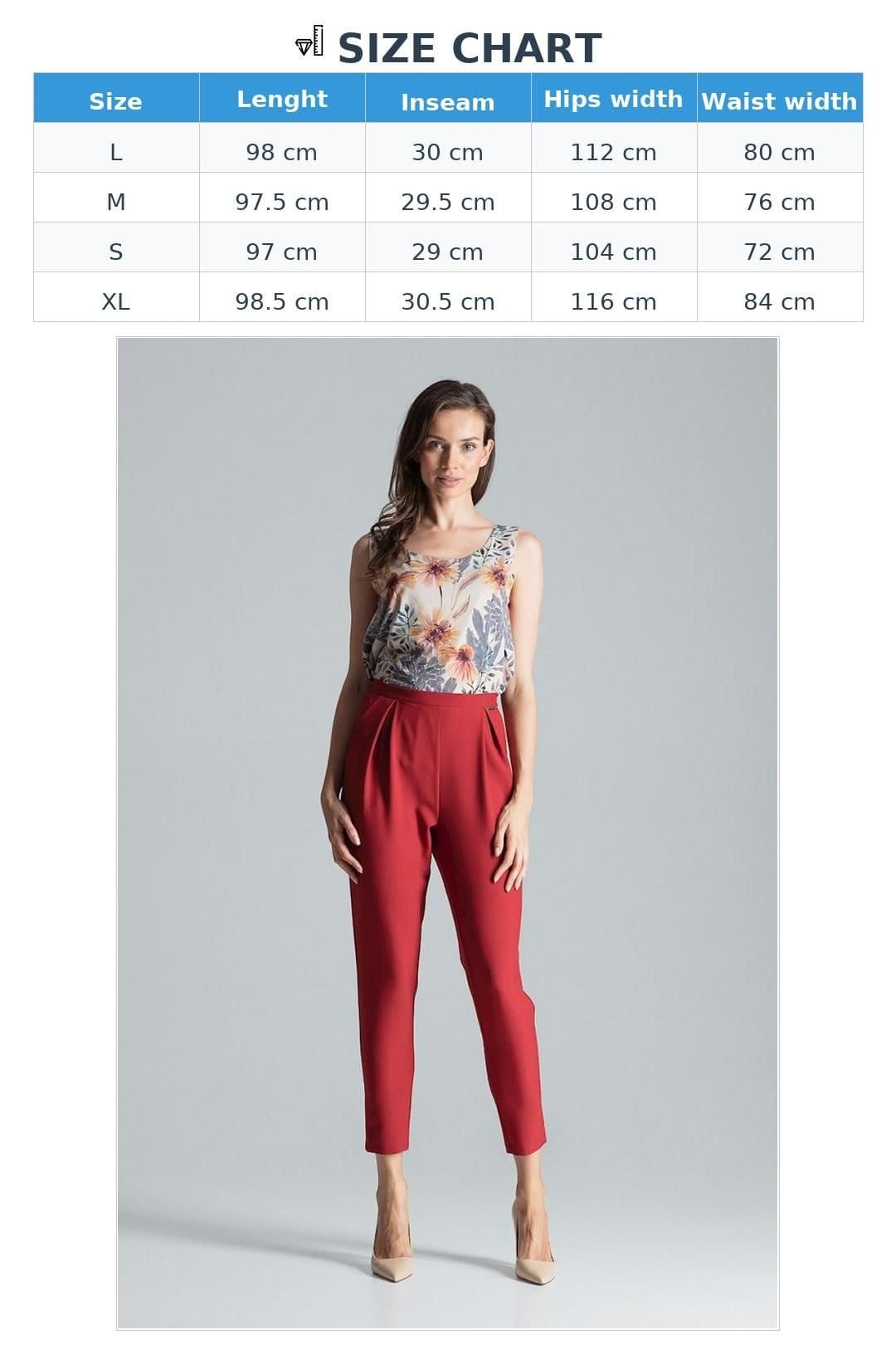 Love Lace Love Lace Women's Classic Pleated Trousers with Side Zip in Red - 4