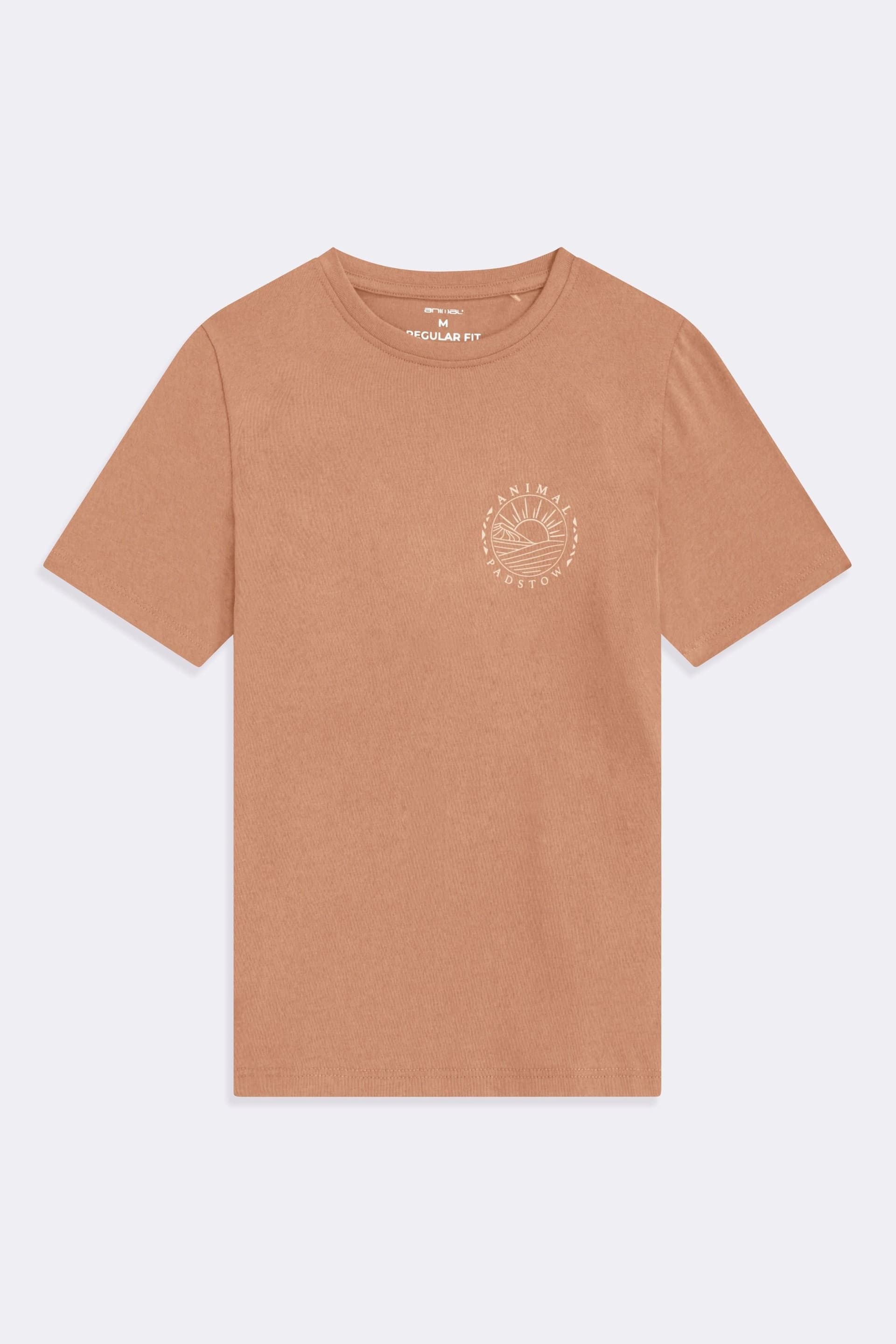 Animal Animal Men's 'Jacob' Padstow Lightweight Cotton Graphic Short Sleeve Casual T-Shirt in Terracotta