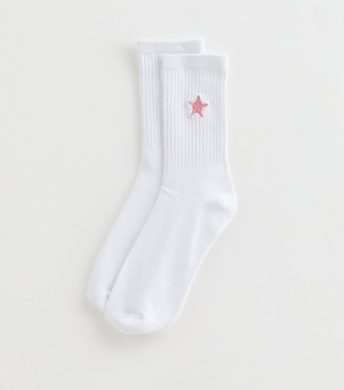 New Look White Starfish Embroidered Ankle Socks New Look