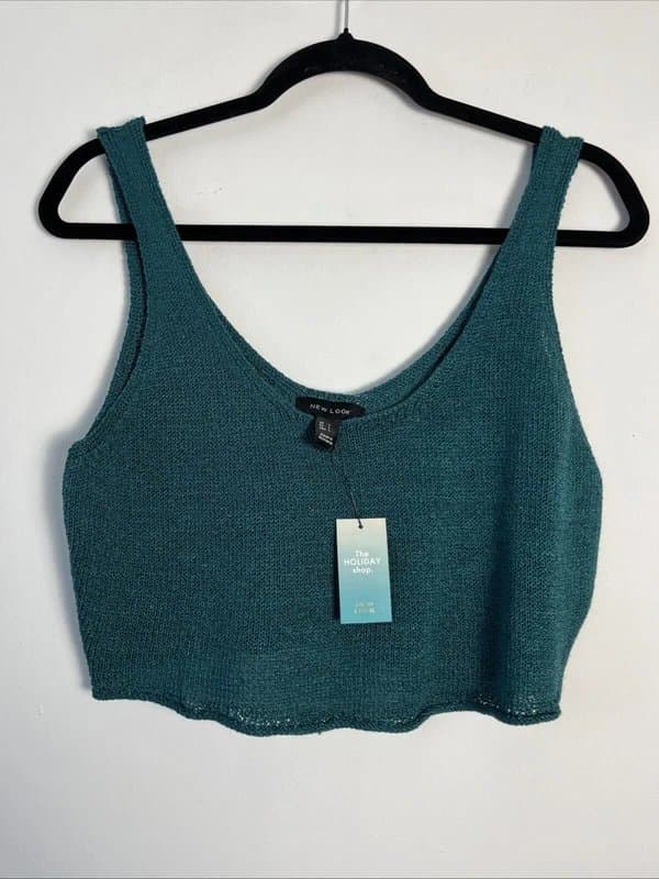 New Look New look - crochet cropped top - size l - green