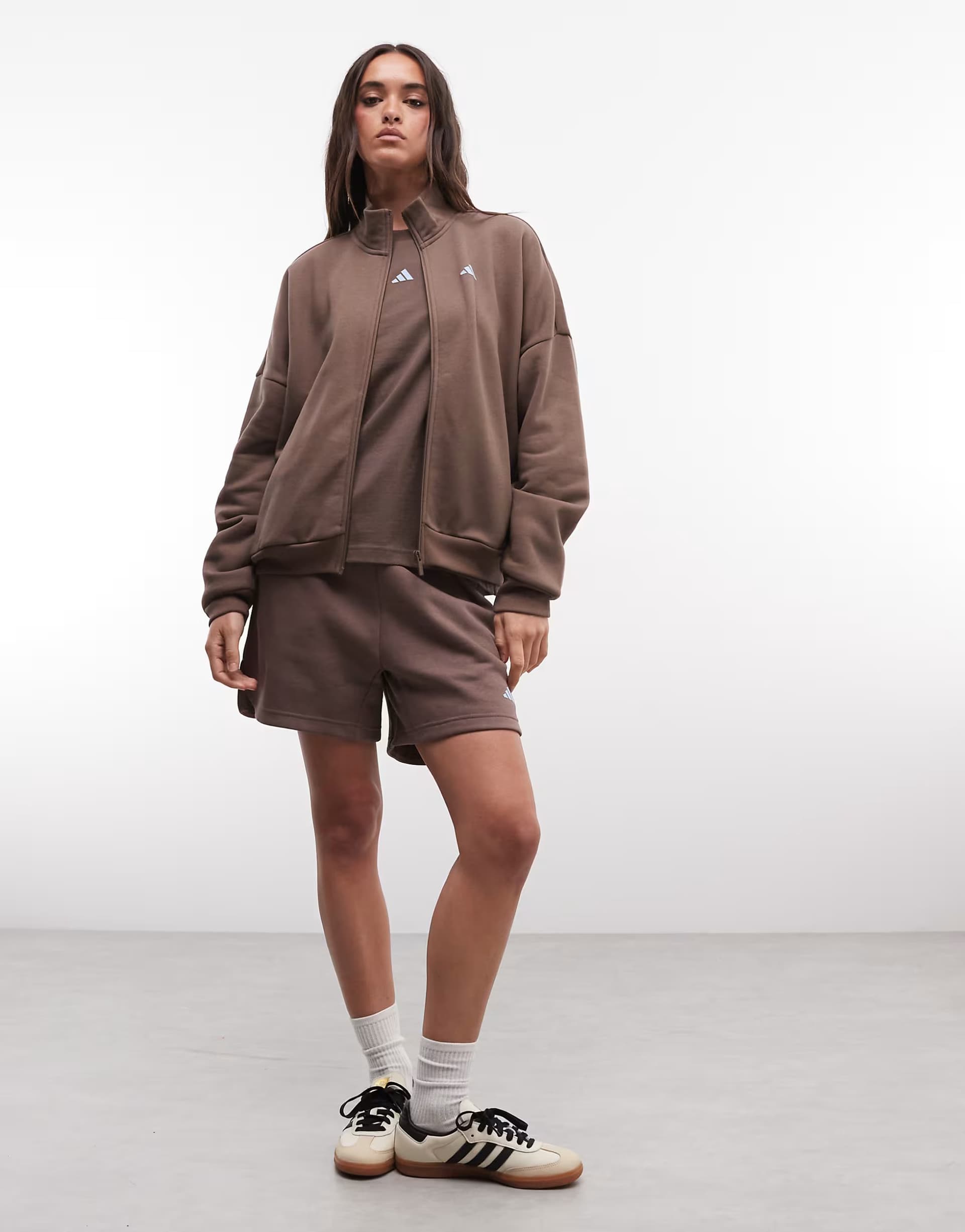 ASOS Adidas Sportswear Three Stripes Studios track top in brown