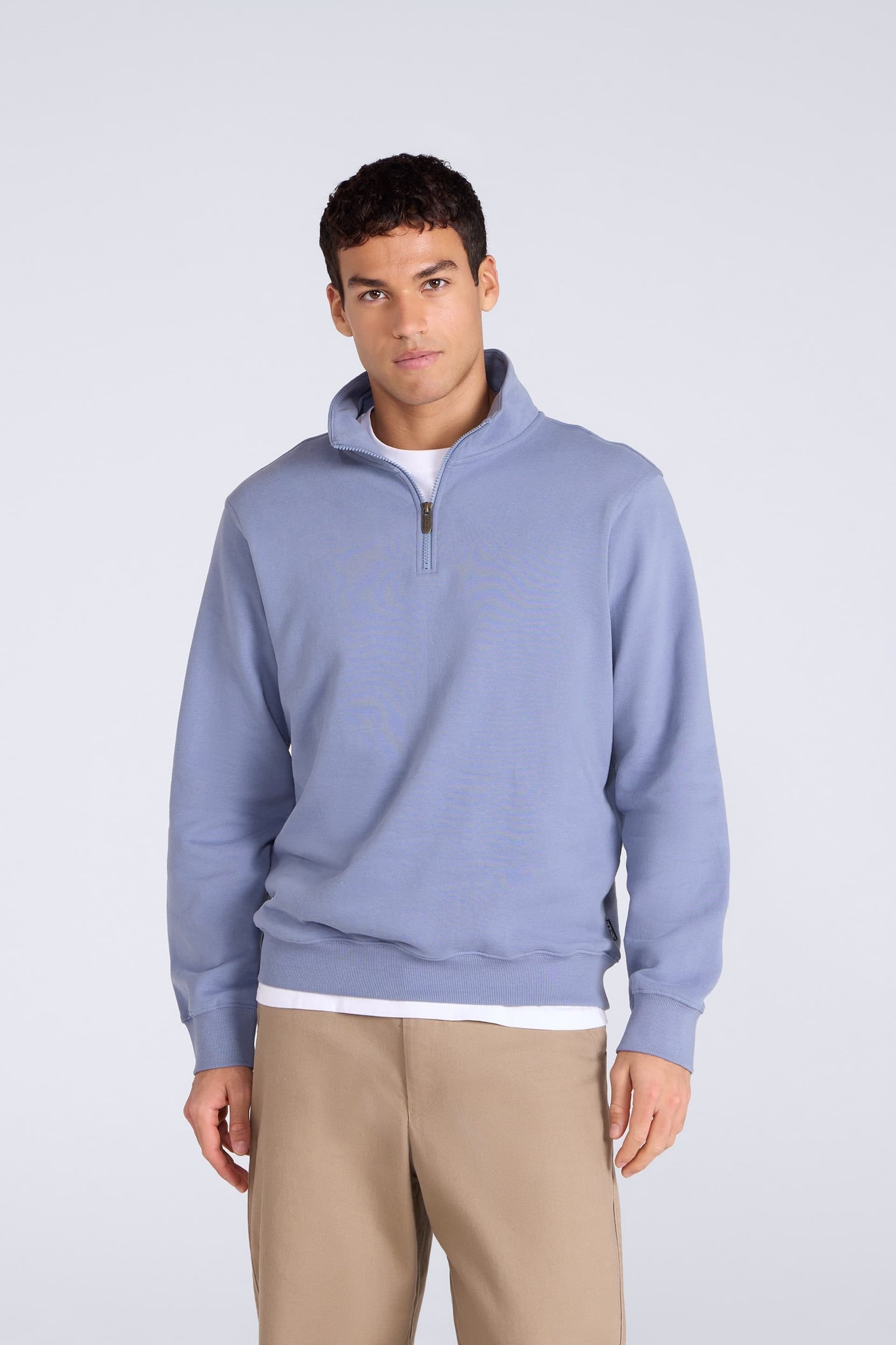 Animal Animal Men's 'Sid' Soft Cotton Warm Comfortable Casual Outdoor Half Zip Sweatshirt in Blue