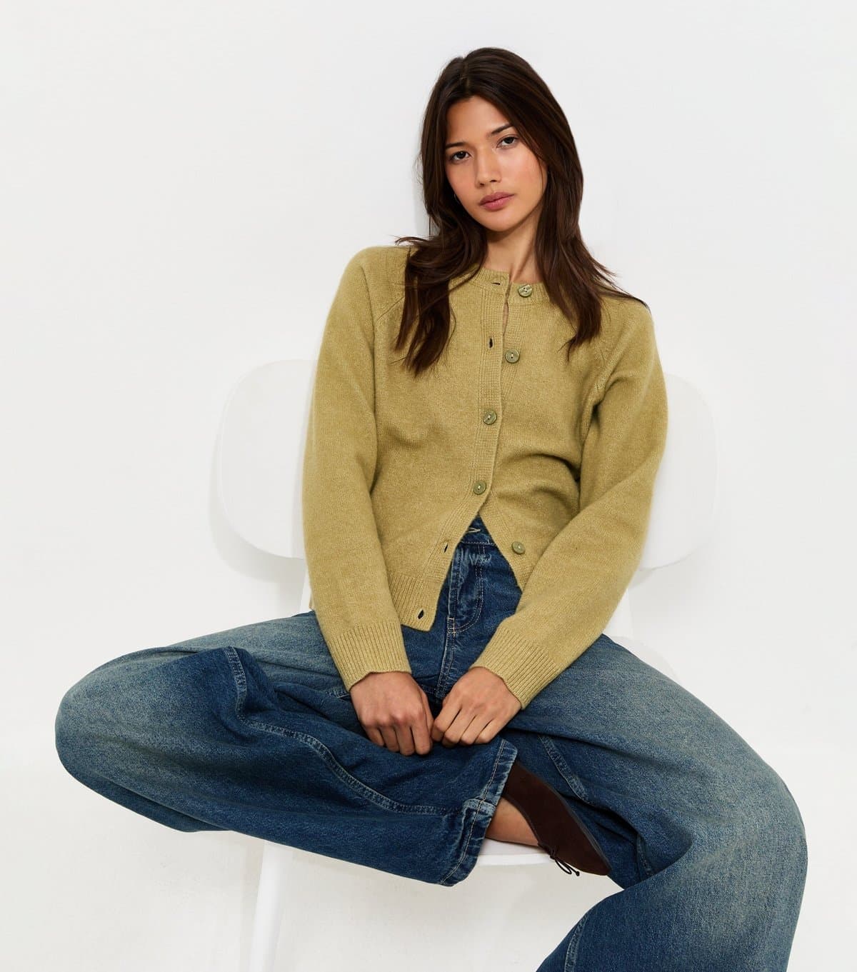 New Look New Look Light Green Knitted Raglan Cardigan