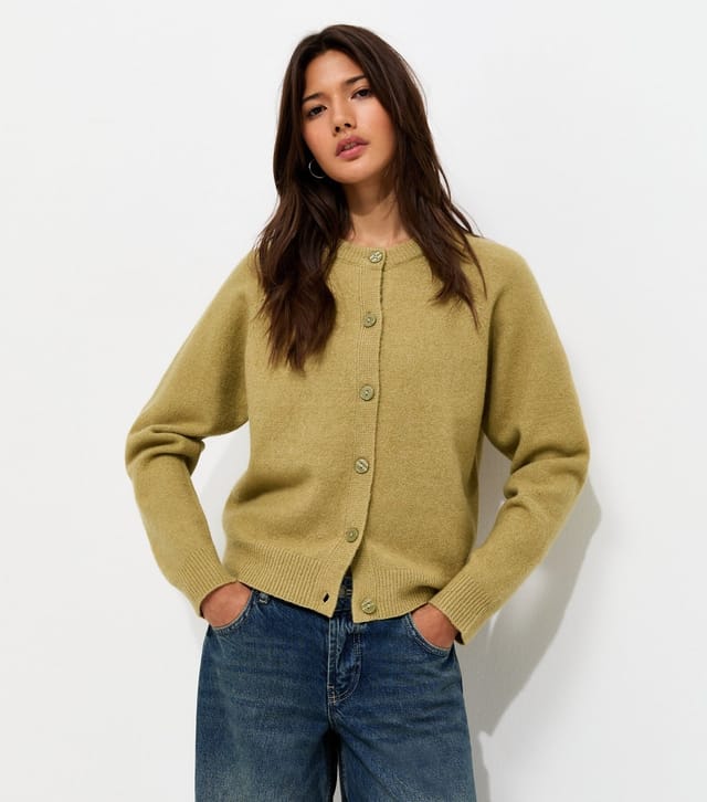 New Look Women's Light Green Knitted Meet The Jean Raglan Cardigan New Look - 2