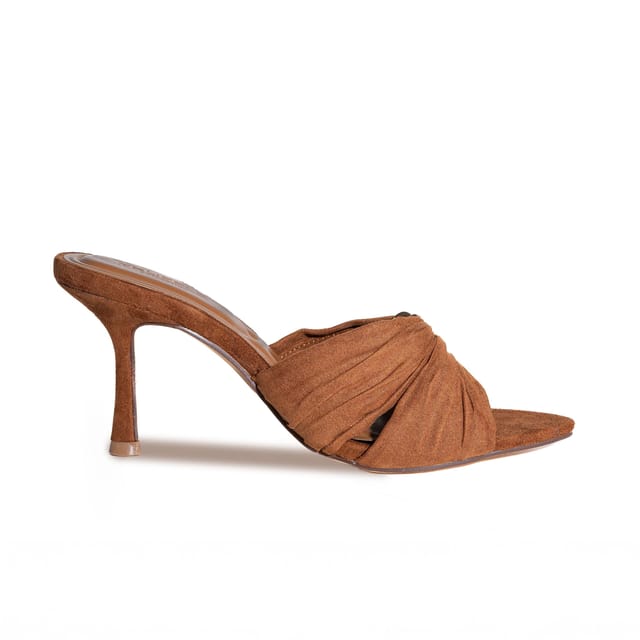 Truffle Collection Truffle Collection Women's Slip On Heeled Sandals Polyurethane Open Toe Kitten Heel Summer Shoes in Brown - 3