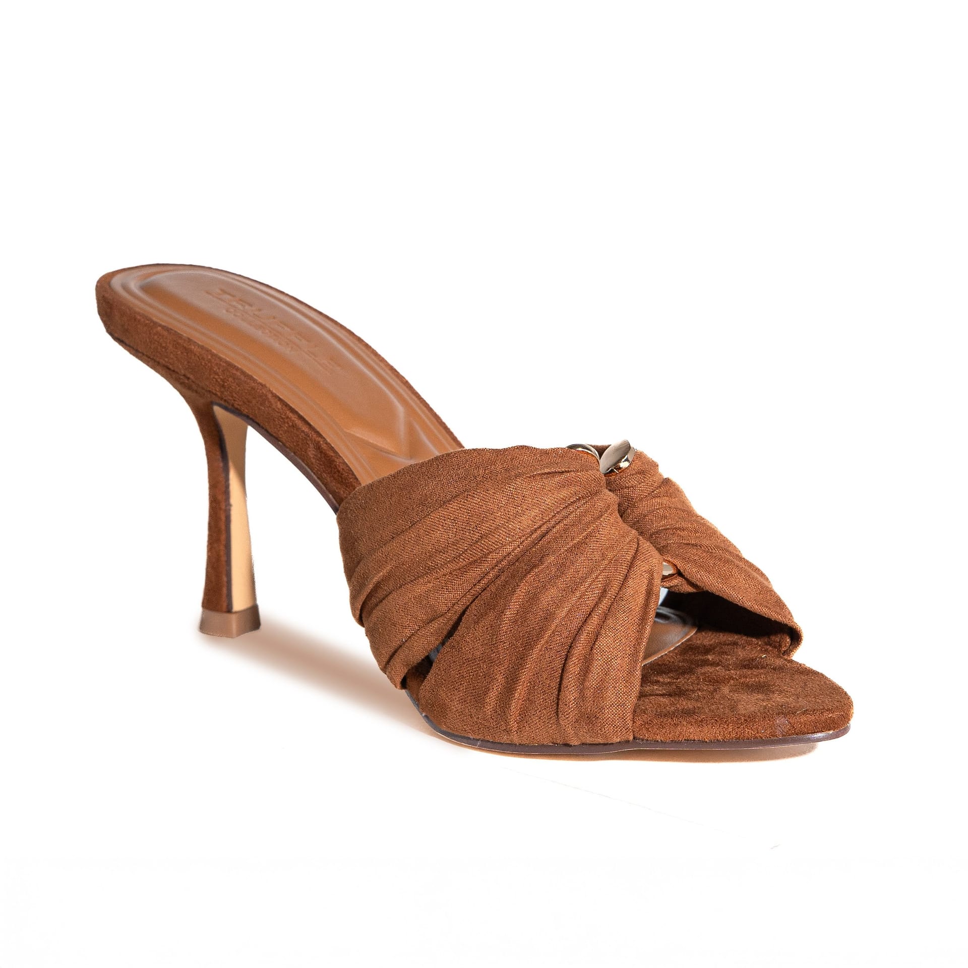 Truffle Collection Truffle Collection Women's Slip On Heeled Sandals Polyurethane Open Toe Kitten Heel Summer Shoes in Brown - 4