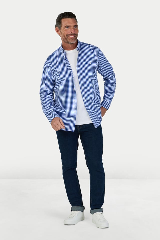 raging bull Raging Bull Men's Classic Long Sleeve Gingham Shirt in Navy - 2