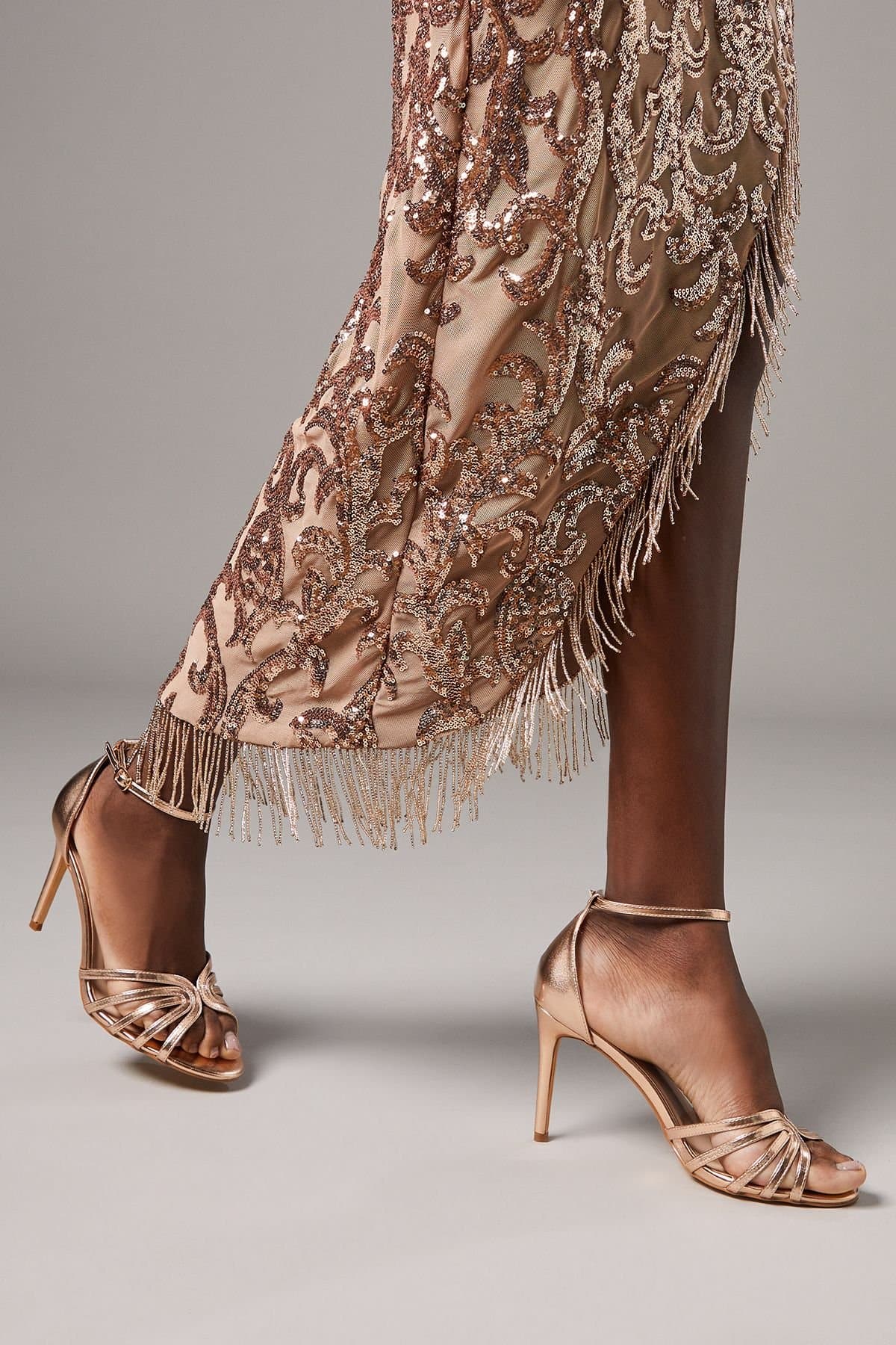 Coast Coast Rose Gold Faux Leather Lattice Sandals