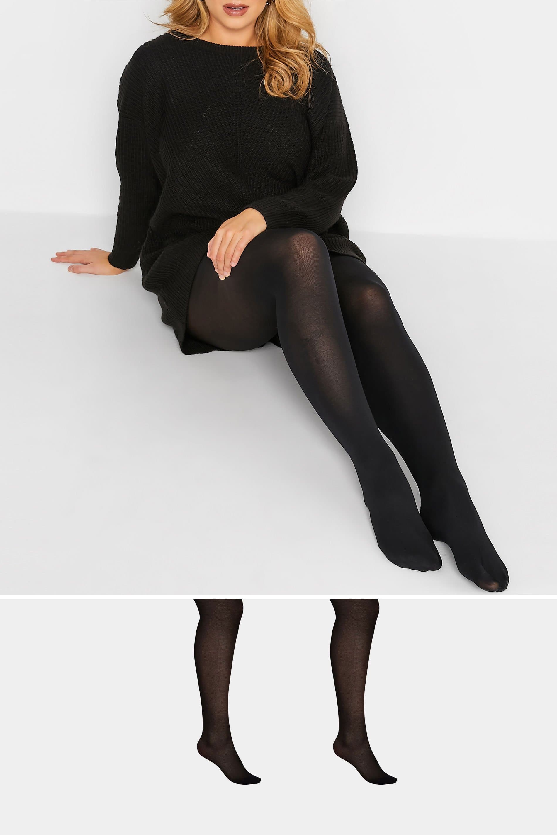 Yours 2 Pack Black 100 Denier Tights