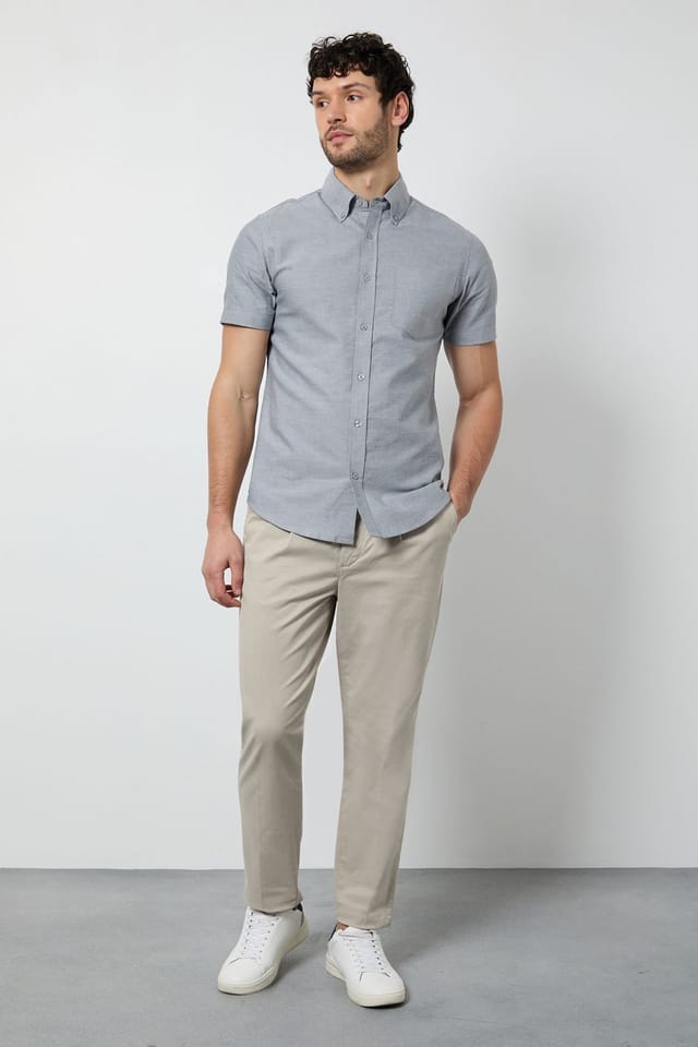 Burton Burton Men's Grey Short Sleeve Oxford Shirt - 2