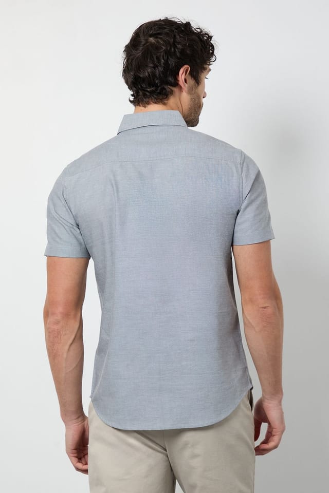 Burton Burton Men's Grey Short Sleeve Oxford Shirt - 3