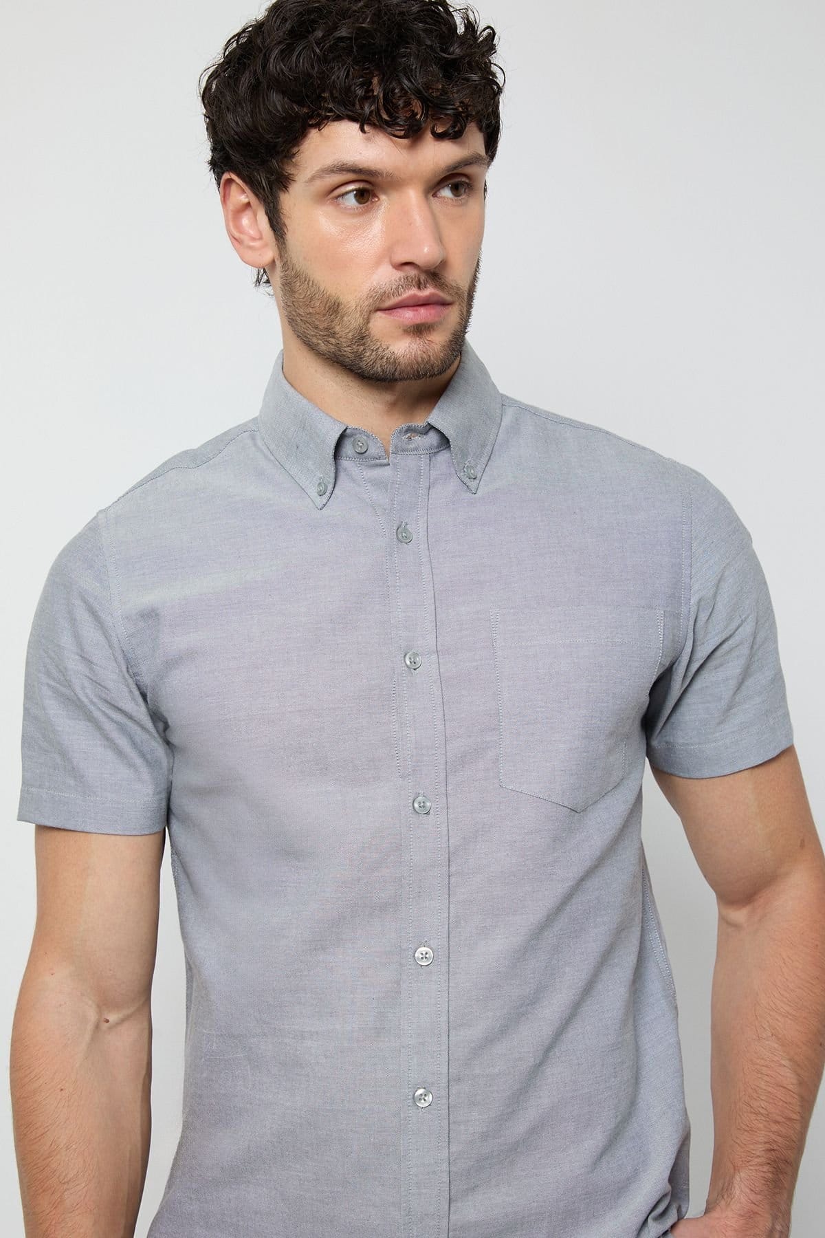 Burton Burton Men's Grey Short Sleeve Oxford Shirt - 4