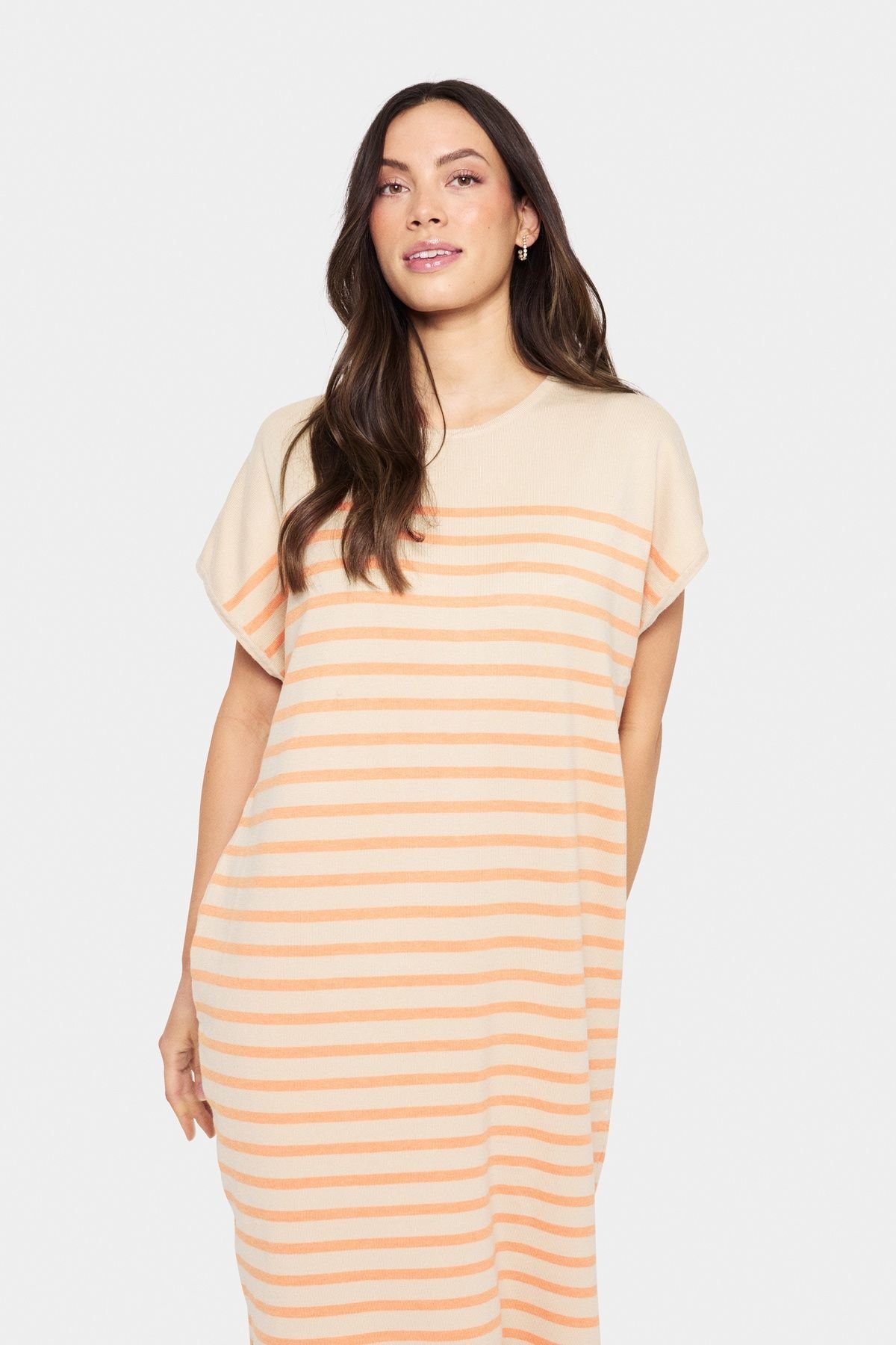 Saint Tropez Saint Tropez Women's MilaSZ Striped Short Sleeve Midi Dress in Ecru - 3