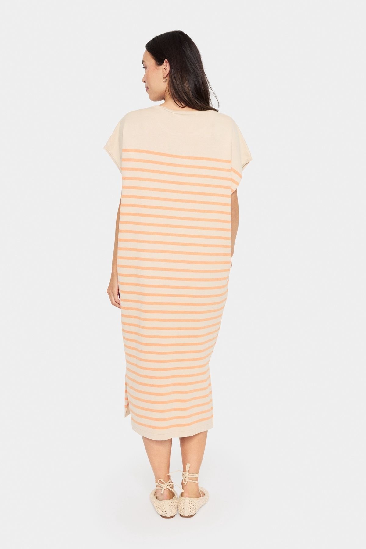 Saint Tropez Saint Tropez Women's MilaSZ Striped Short Sleeve Midi Dress in Ecru - 4