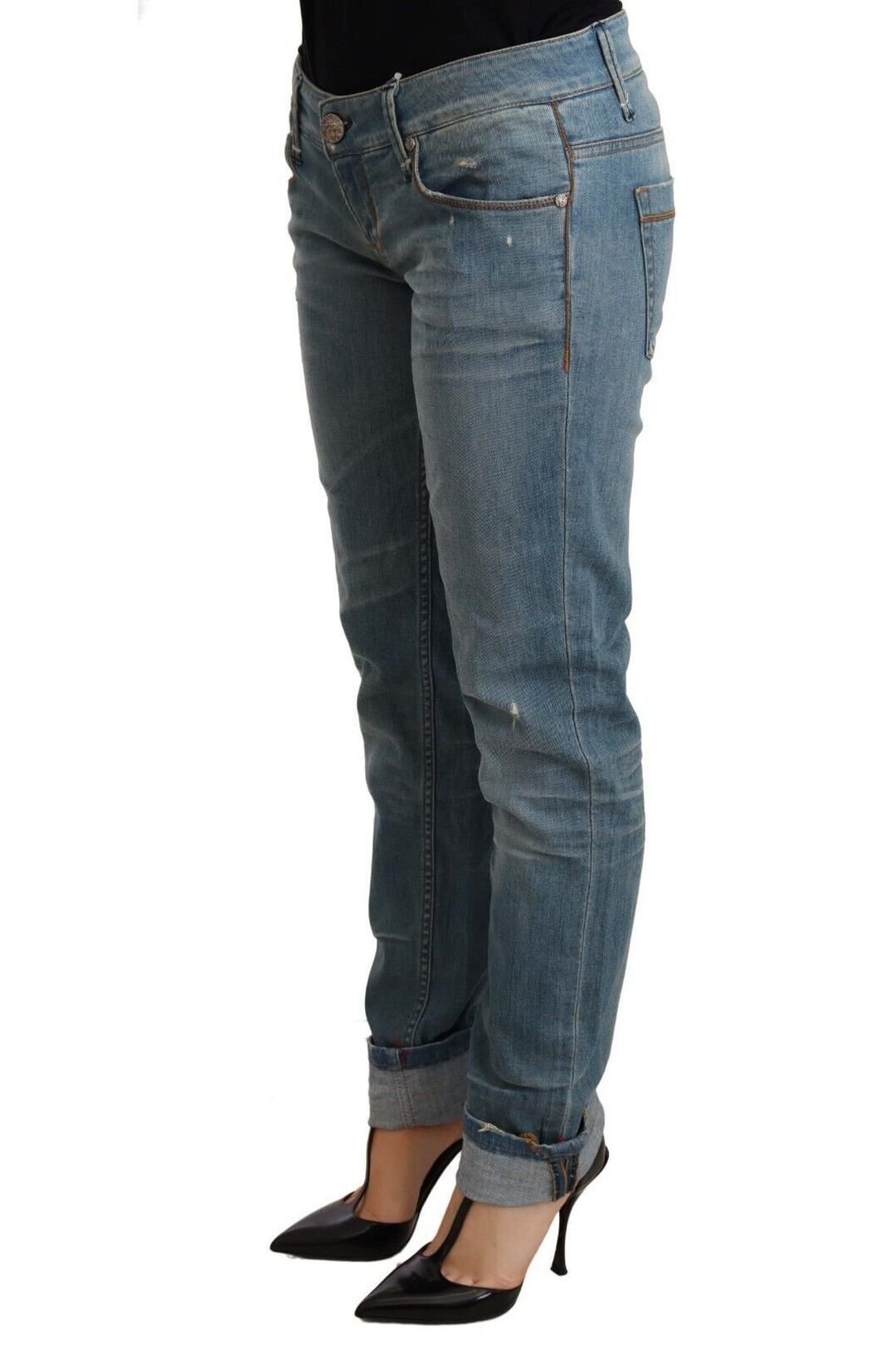 Acht Acht Women's Blue Washed Cotton Folded Hem Trouser - 2