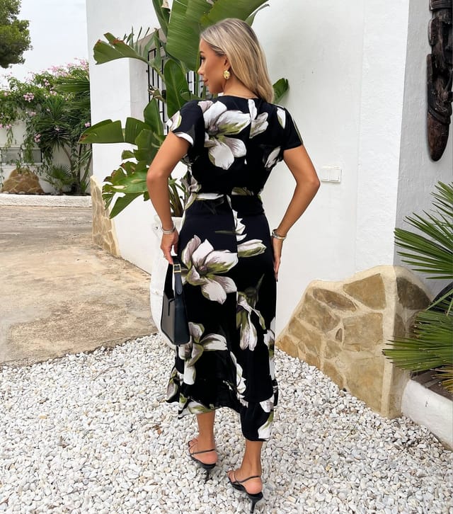 AX Paris Women's Black Floral Print Midi Wrap Dress AX Paris New Look - 3