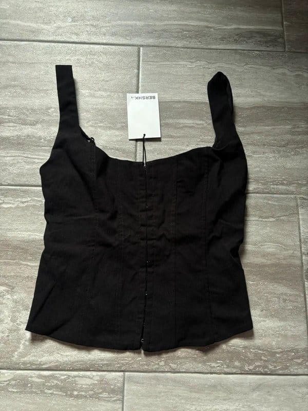 Bershka Black Structured Corset Top