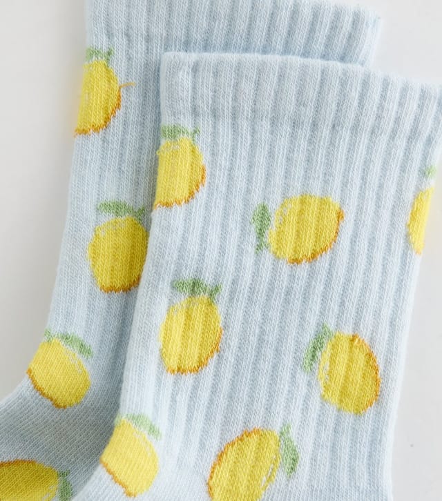 New Look Blue Ribbed Lemon Patterned Ankle Socks New Look - 2
