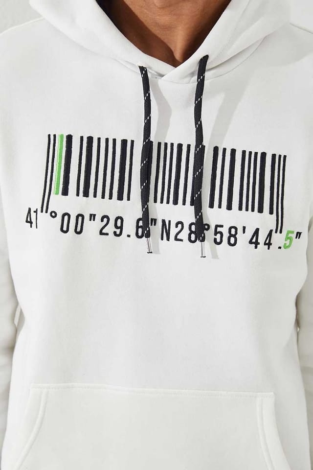 Tommy Life Tommy Life Men's Printed Hooded Sweatshirt in White - 3