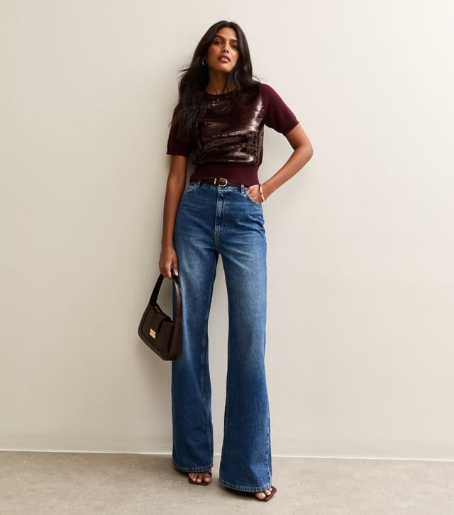 New Look Women's Burgundy Sequin Embellished Top New Look - 3