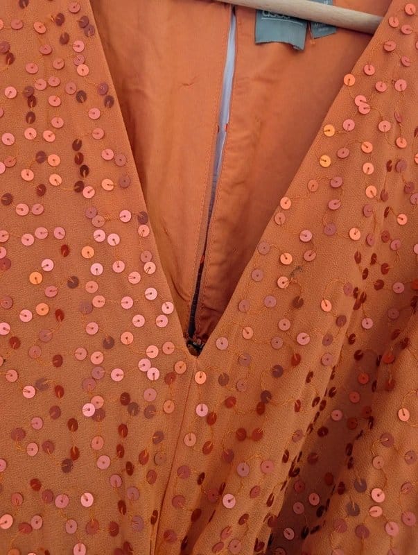 ASOS Orange Embellished Long Sleeve Dress