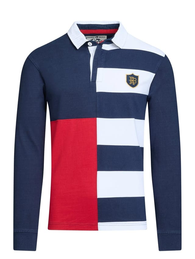 raging bull Raging Bull Men's Long Sleeve Harlequin Stripe Rugby in Navy - 2