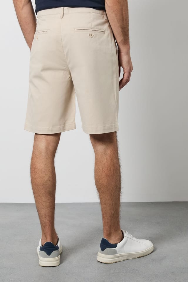 Burton Burton Men's Beige Pleat Front Smart Chino Shorts - 3