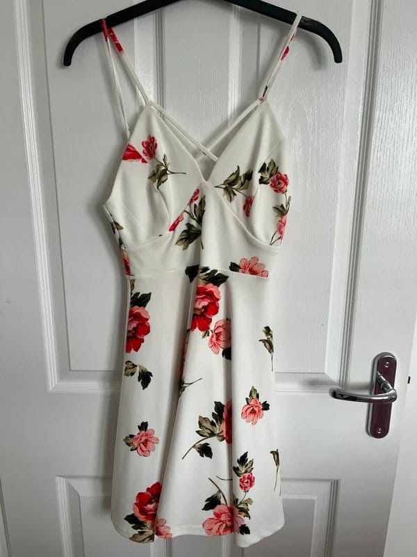 New Look Pink Floral Skater Mini Dress