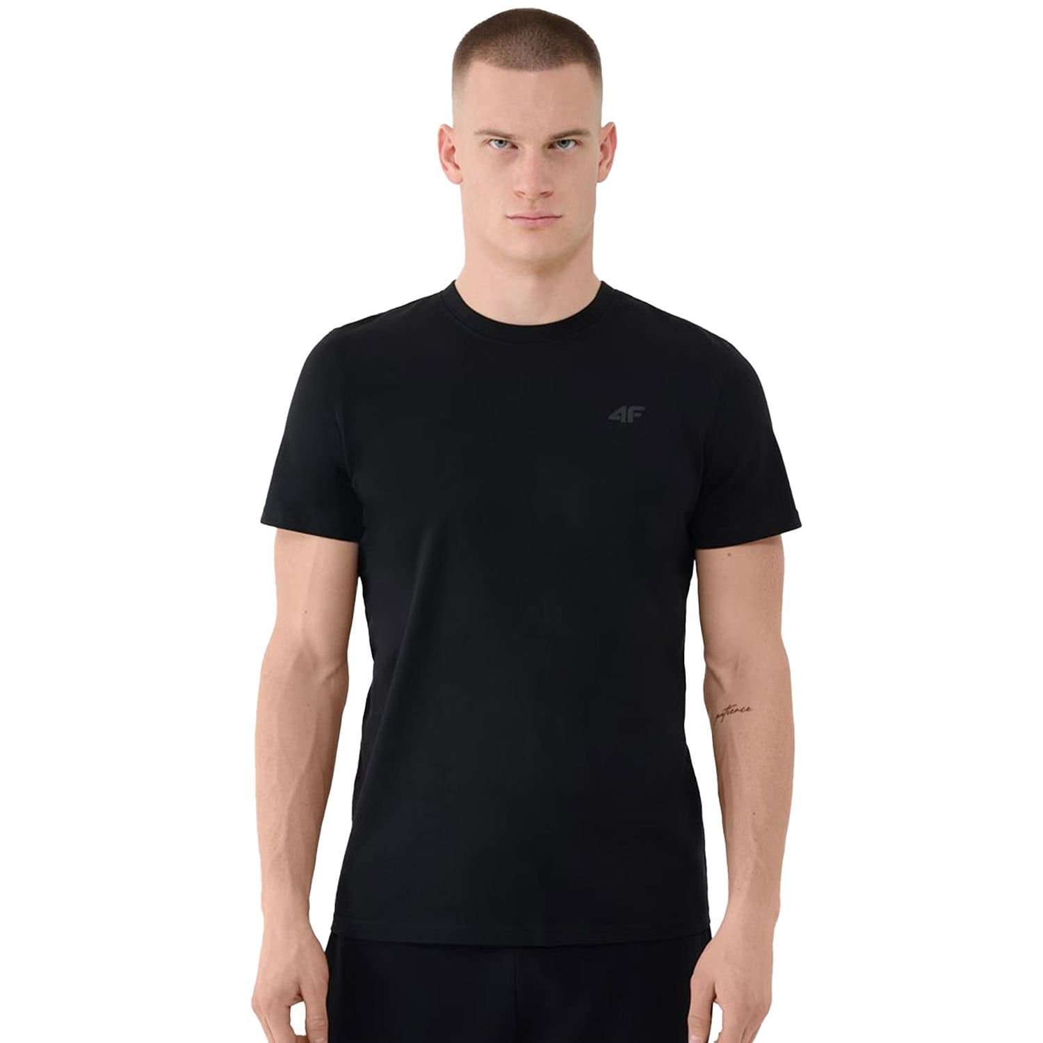 4F 4F Men's WMM00TTSHM2256 T-Shirt in Black