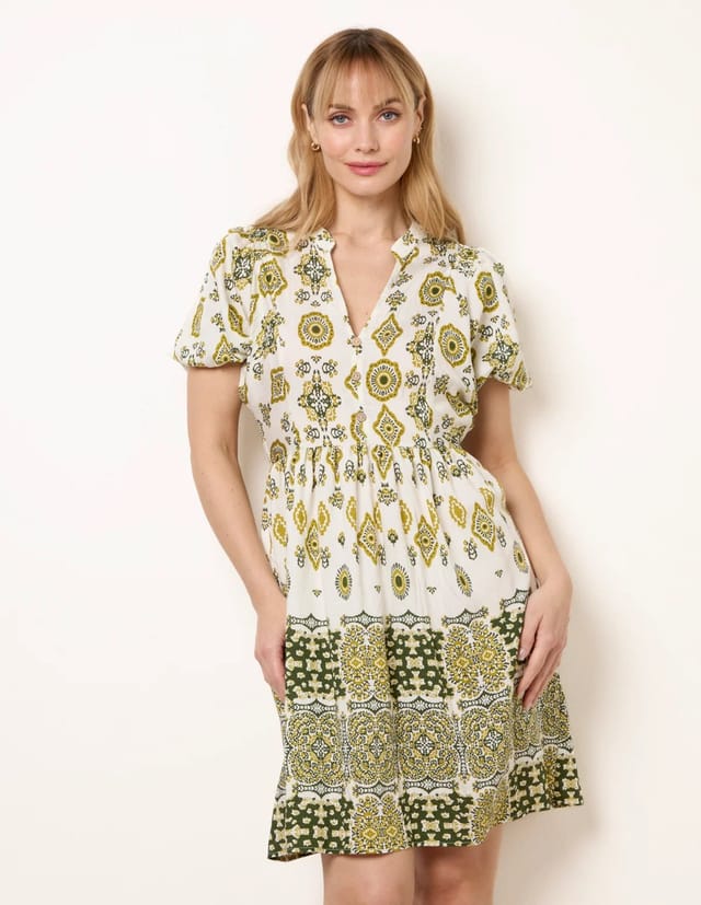 Blue Vanilla Abstract Print Button Front Mini Dress - 2