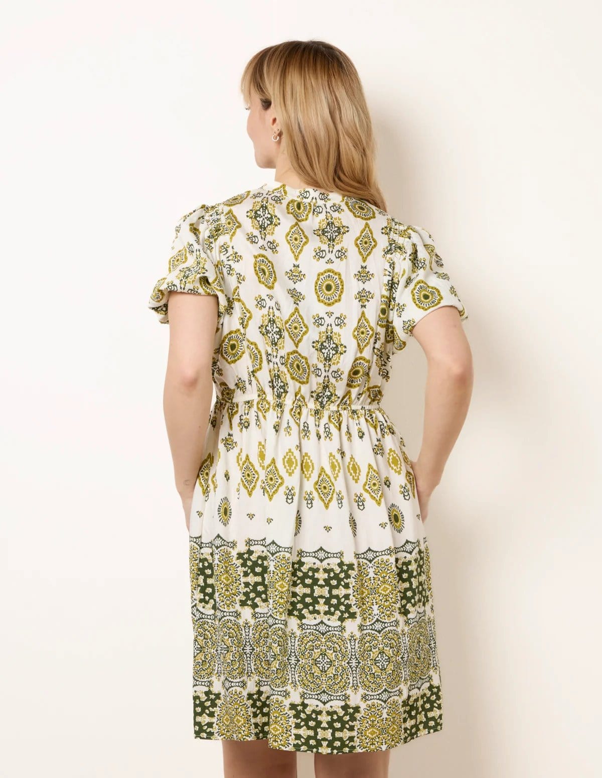 Blue Vanilla Abstract Print Button Front Mini Dress - 4