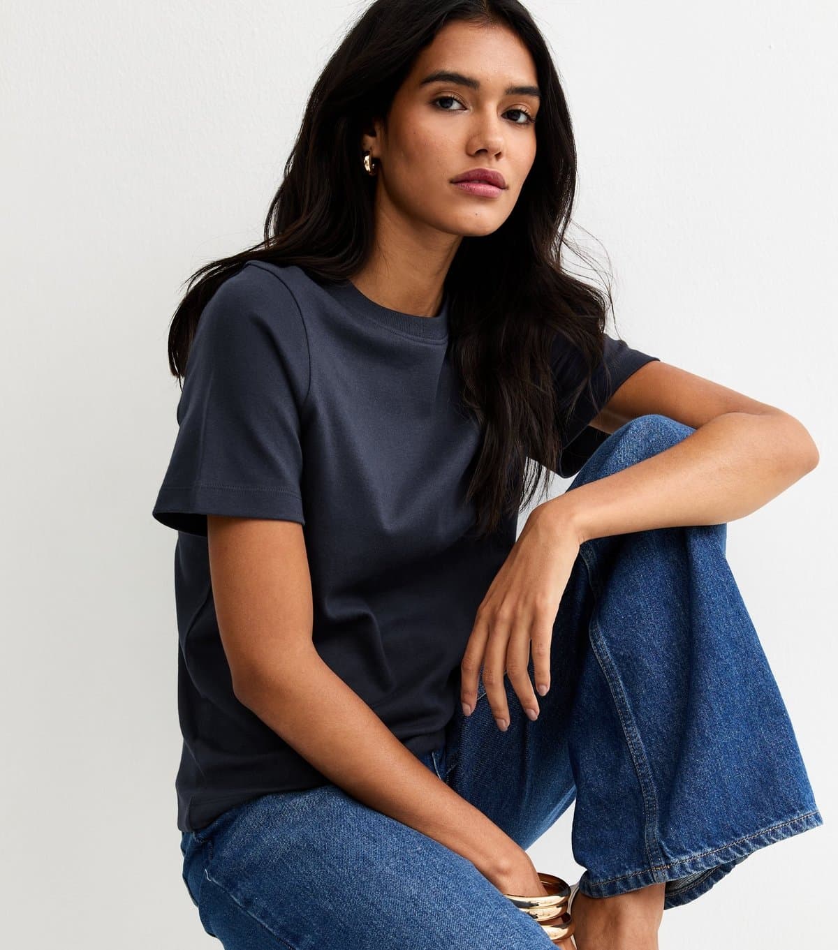 New Look New Look Navy Heavyweight Cotton T-Shirt