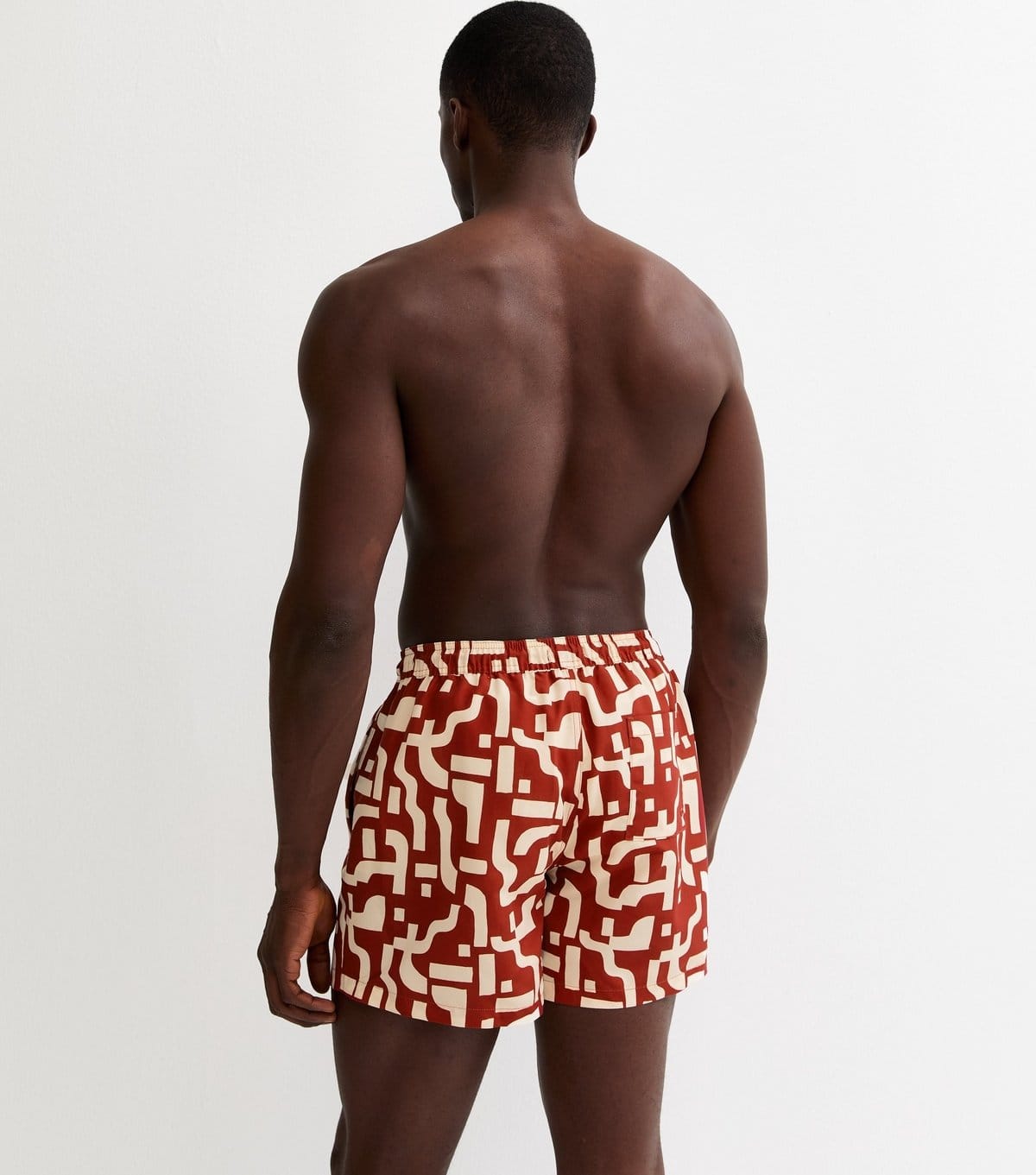 New Look Men's Red Regular Geometric Print Swim Shorts New Look - 4