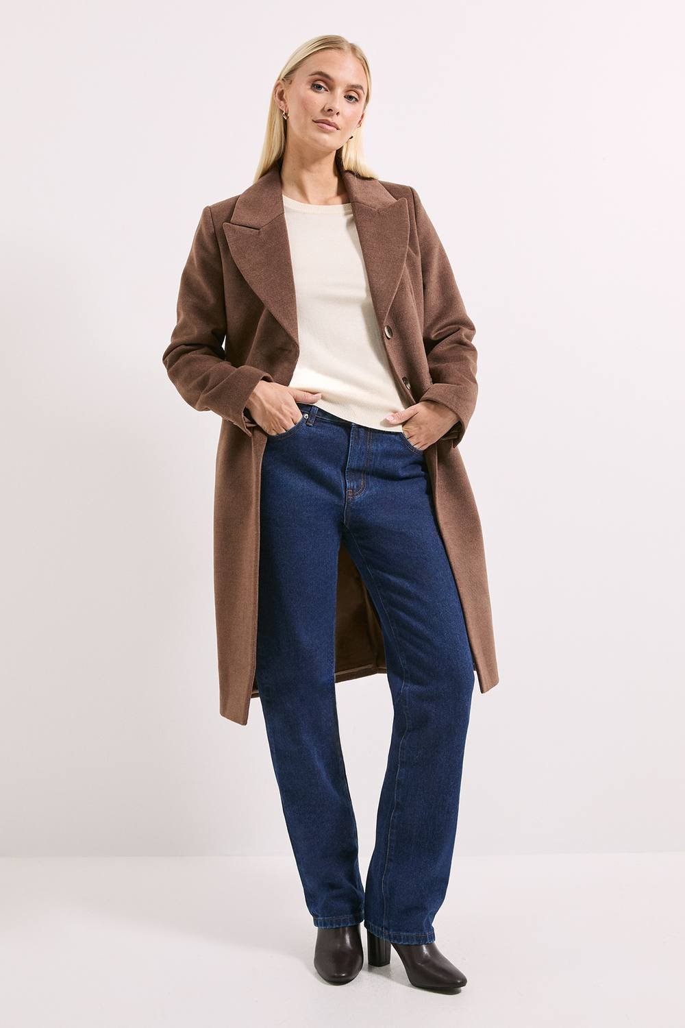 Wallis Wallis Women's Principles by Button Coat in Chocolate - 1