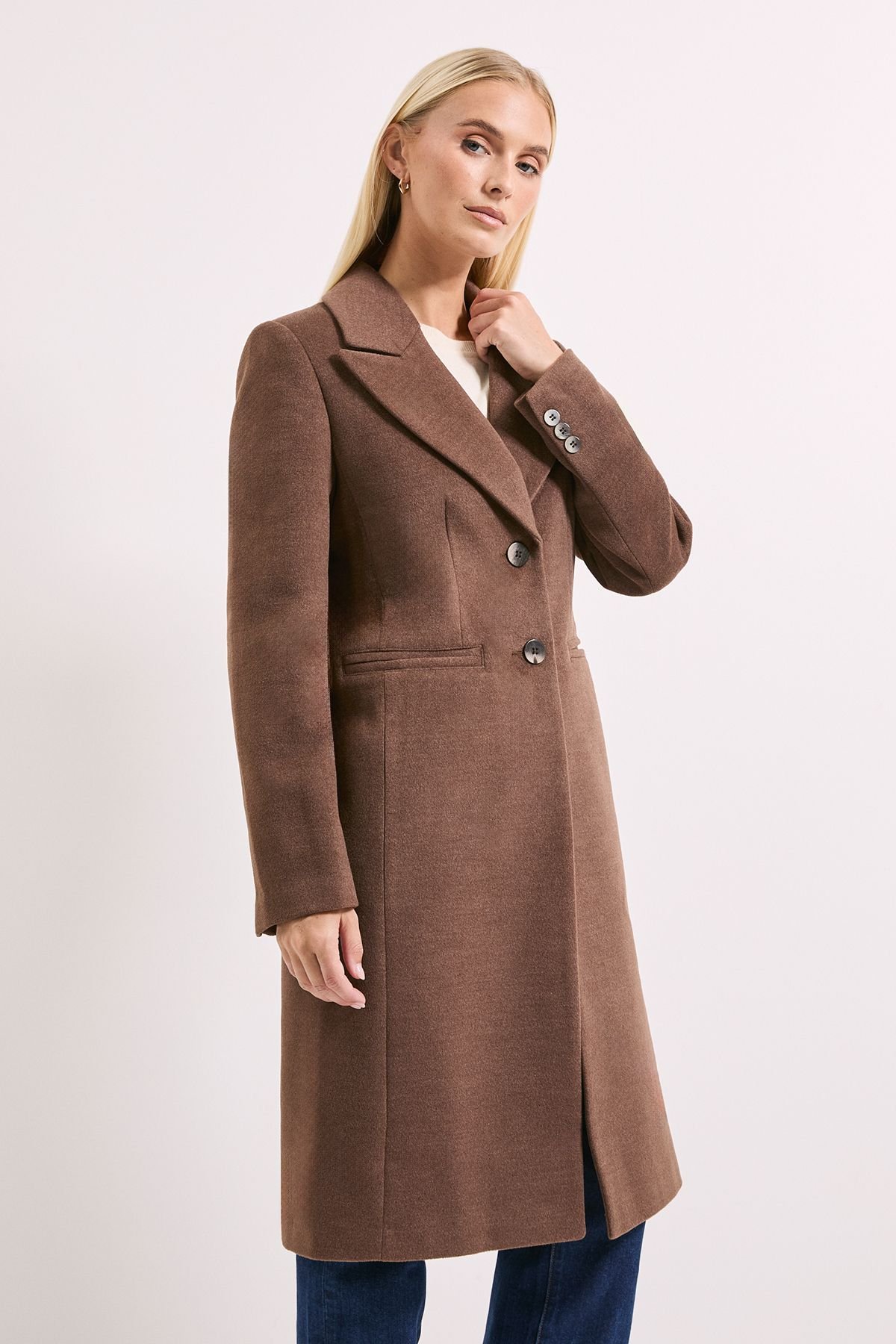 Wallis Wallis Women's Principles by Button Coat in Chocolate - 4