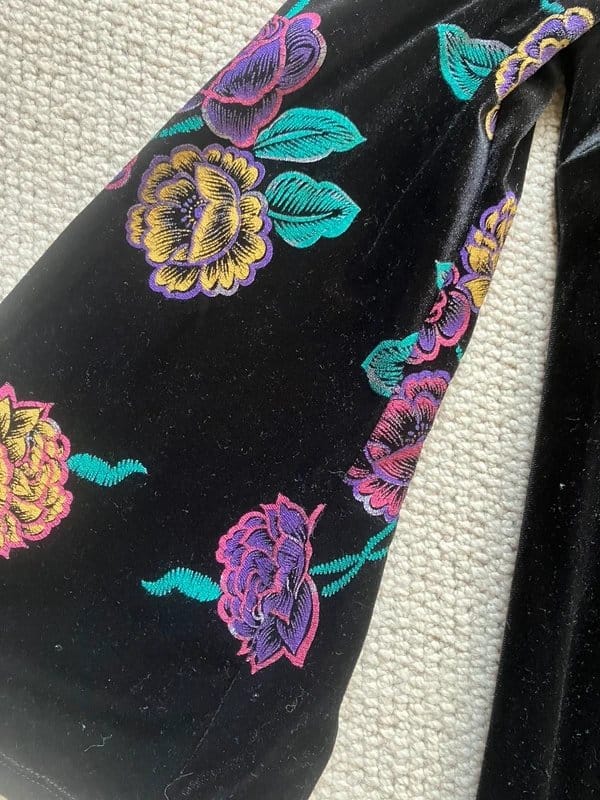 ASOS Black Velvet-look Mini Dress with Floral Sleeves