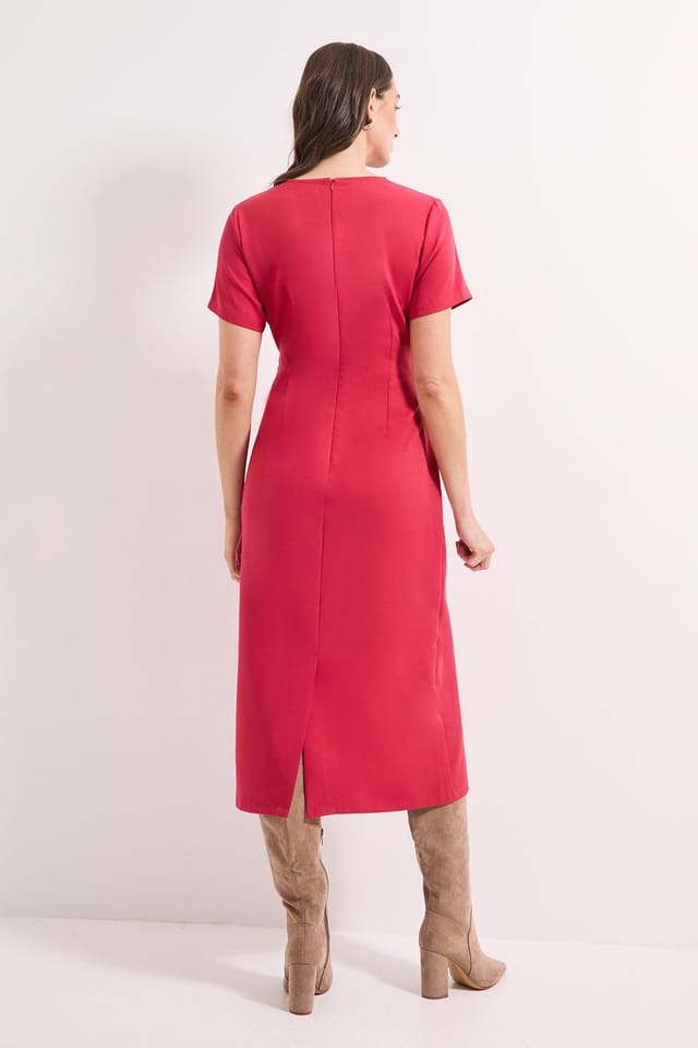 Principles Principles Women's Tailored Buckle Crepe Midi Dress in Rust - 3