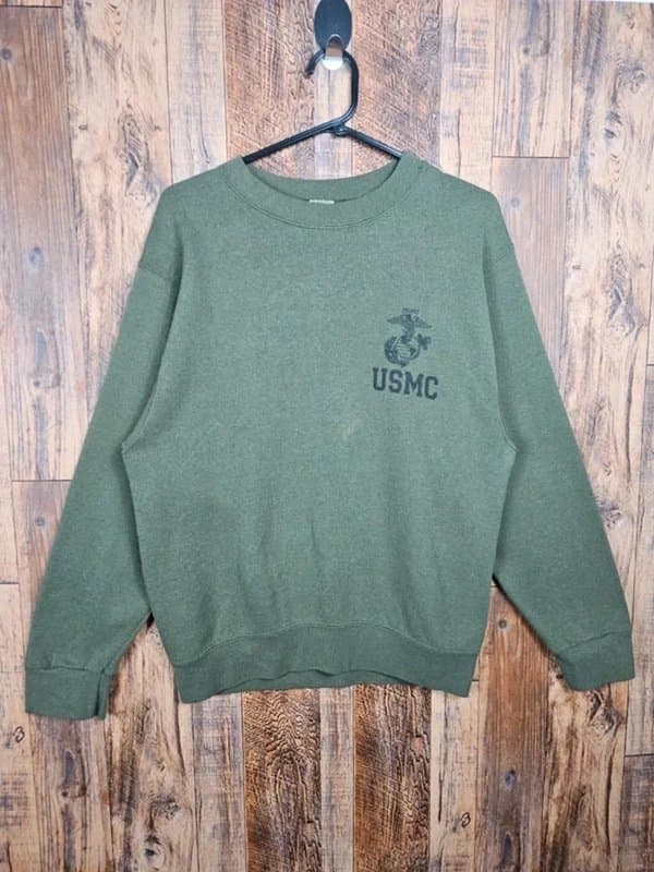 MARINE CORPS USMC - United States Marine Corps Sweatshirt - Green - Military Vintage - Unisex
