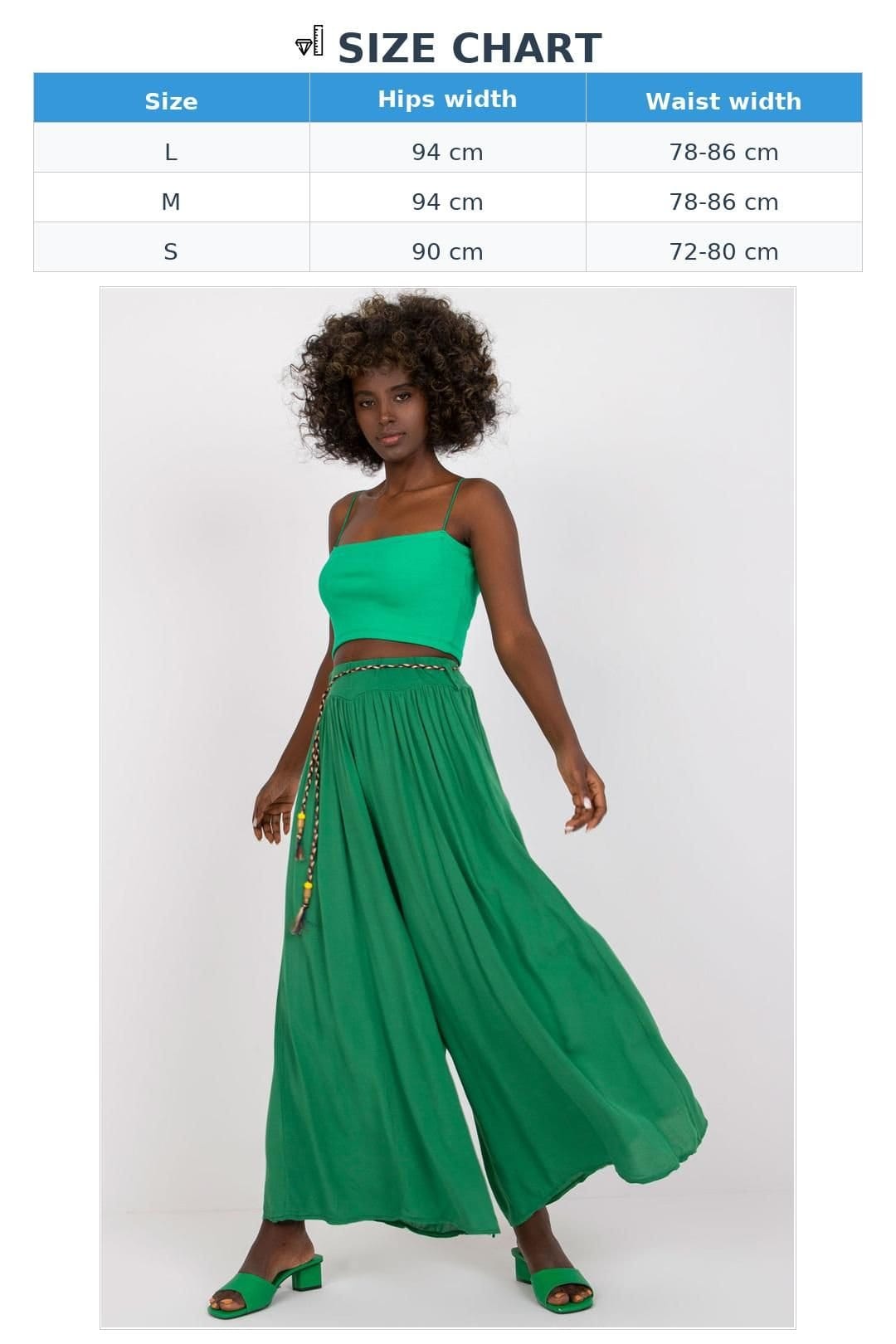 Love Lace Love Lace Women's Viscose High Waisted Wide Leg Tie Belt Pants in Green - 4