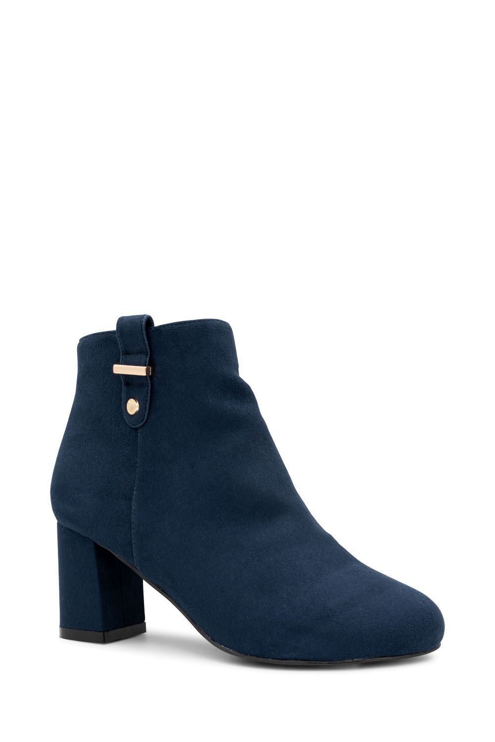 Paradox London Paradox London Women's Billie' Micro Suede Wide Fit Mid Block Heel Ankle Boot in Navy - 2