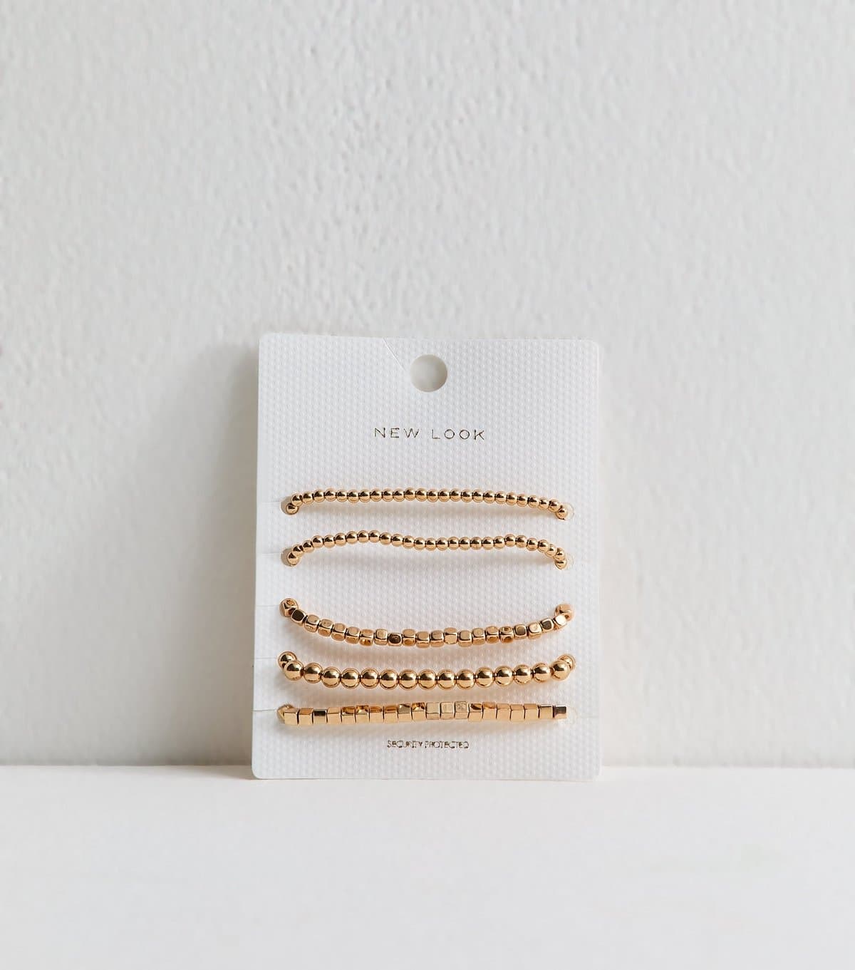 New Look Pack of 5 Gold Tone Beaded Stretch Bracelets New Look