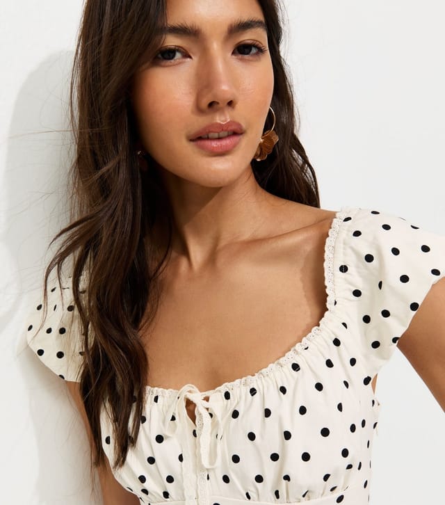 New Look Women's Cream Polka Dot Milkmaid Midi Dress New Look - 2