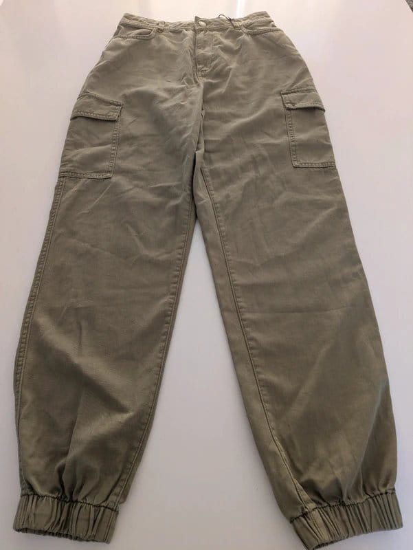 New Look Khaki Cargo Jogger Jeans UK 8 Elastic Waist Utility