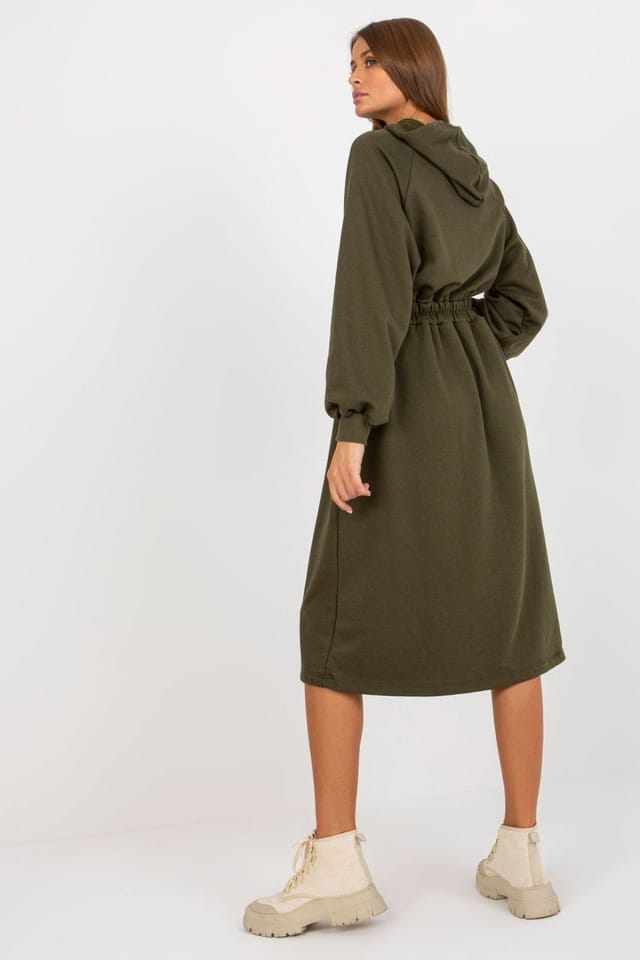 Love Lace Love Lace Women's Everyday Hooded Sweatshirt Dress with Buttons Style 173395 in Green - 3