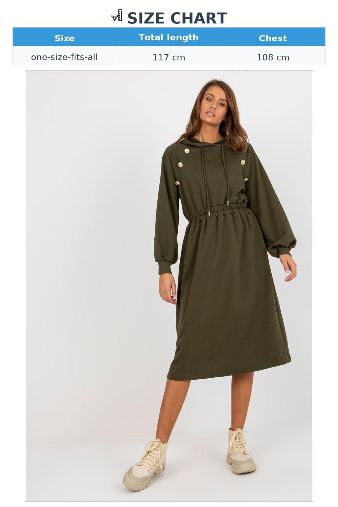 Love Lace Love Lace Women's Everyday Hooded Sweatshirt Dress with Buttons Style 173395 in Green - 4