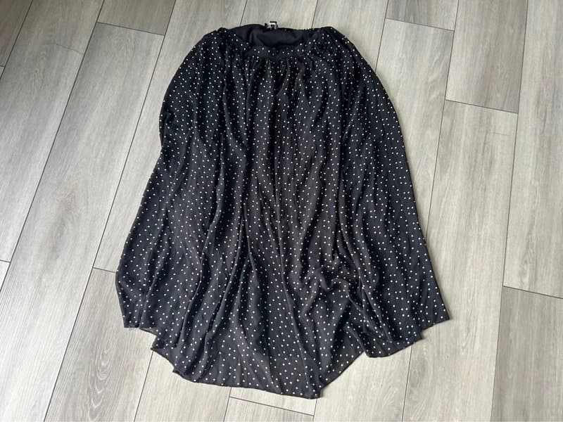 New Look New Look black spotty chiffon midi skirt 8 (ref v66)