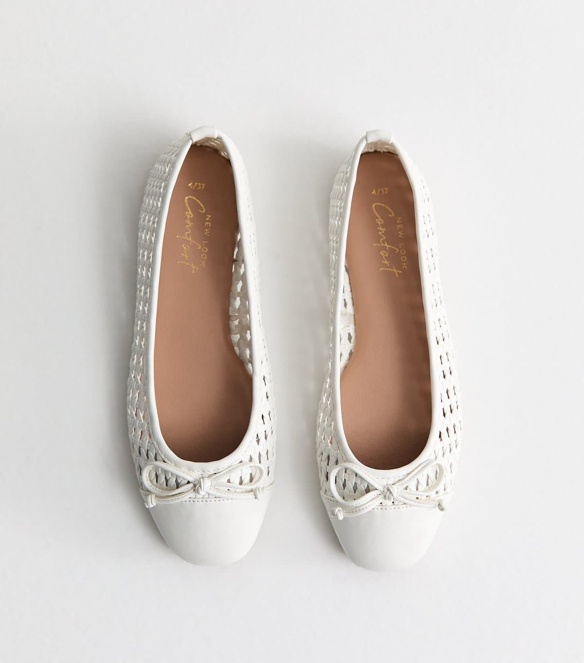 New Look New Look Vegan White Woven Faux Leather Ballet Pumps